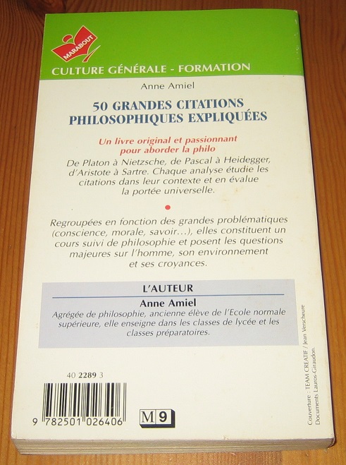 50 Grandes Citations Philosophiques Expliquees Anne Amiel Livre D Occasion Loccasiondelire